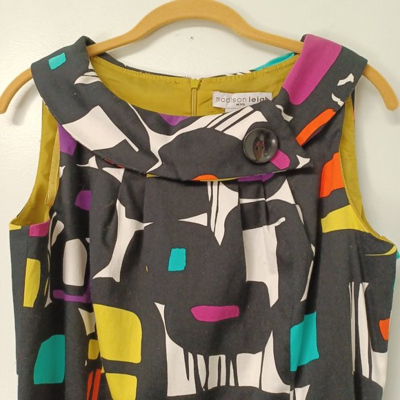 Madison Leigh Abstract Sleeveless Cotton Dress, Size 10P - Picture 2 of 8
